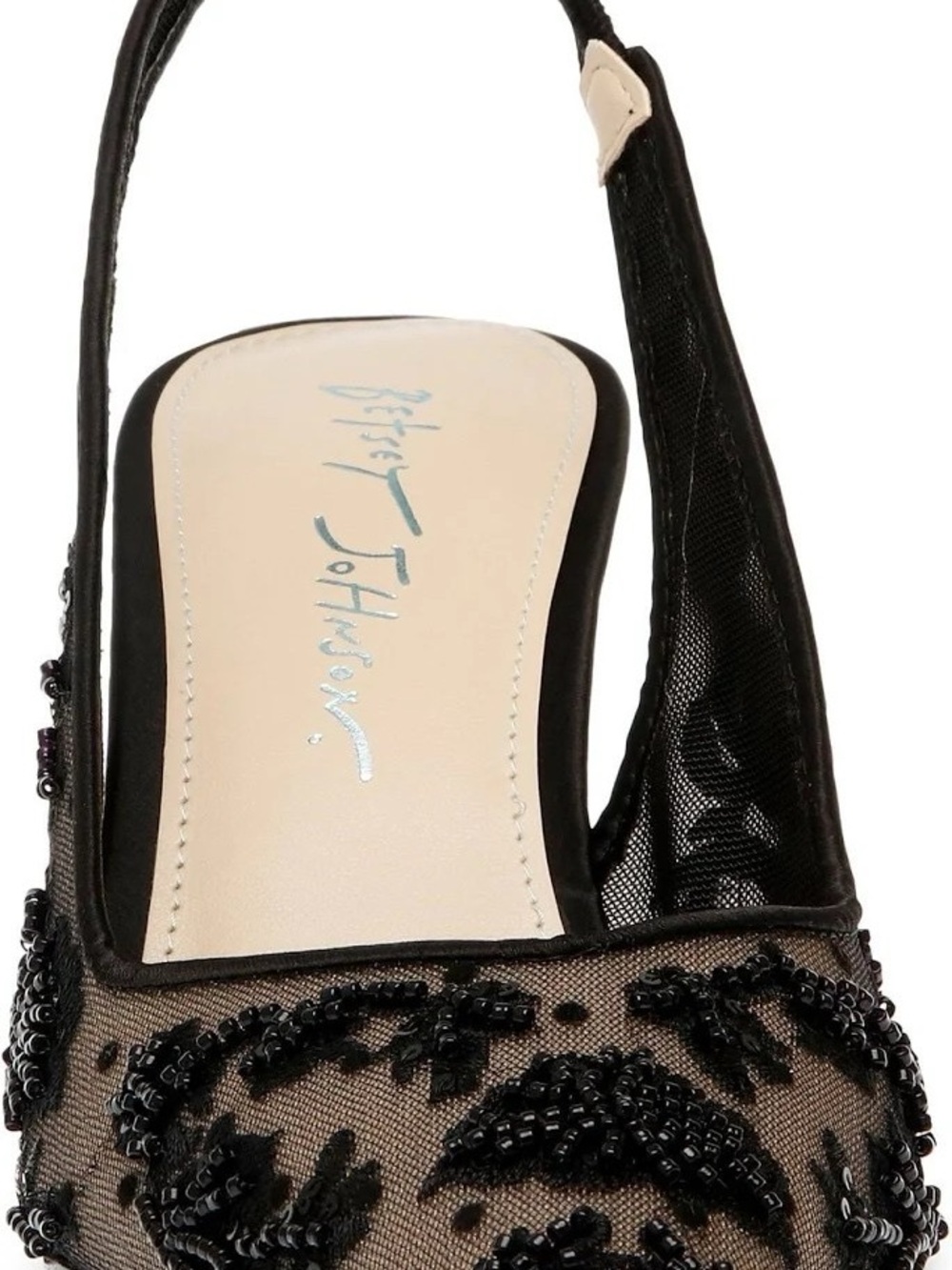 Betsey Johnson Black Beaded Mesh Slingback Pumps - Picture 2 of 2